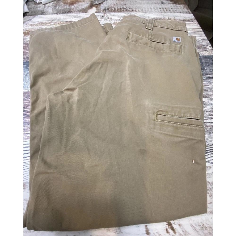 Carhartt Mens 38x30 Relaxed Fit Canvas Work Pants Khaki Tan 100095-253